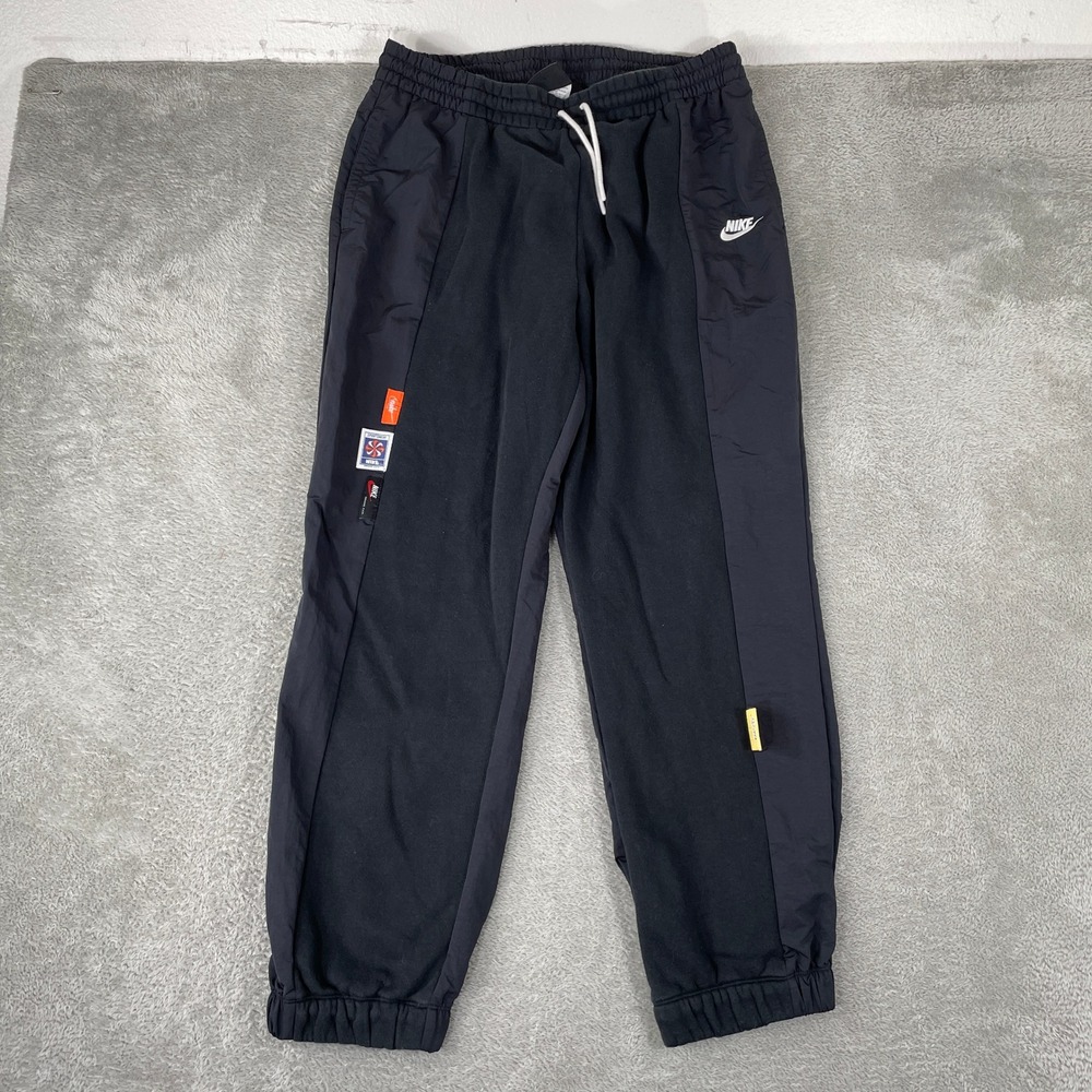 Nike Sportswear Pants Mens Large Black Hybrid Fleece Nylon Patch Joggers CJ2048